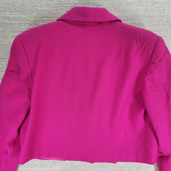 Fundamental Things Pink Wool Cropped Blazer Womens 8 Shawl Collar Gold Button - Picture 8 of 13